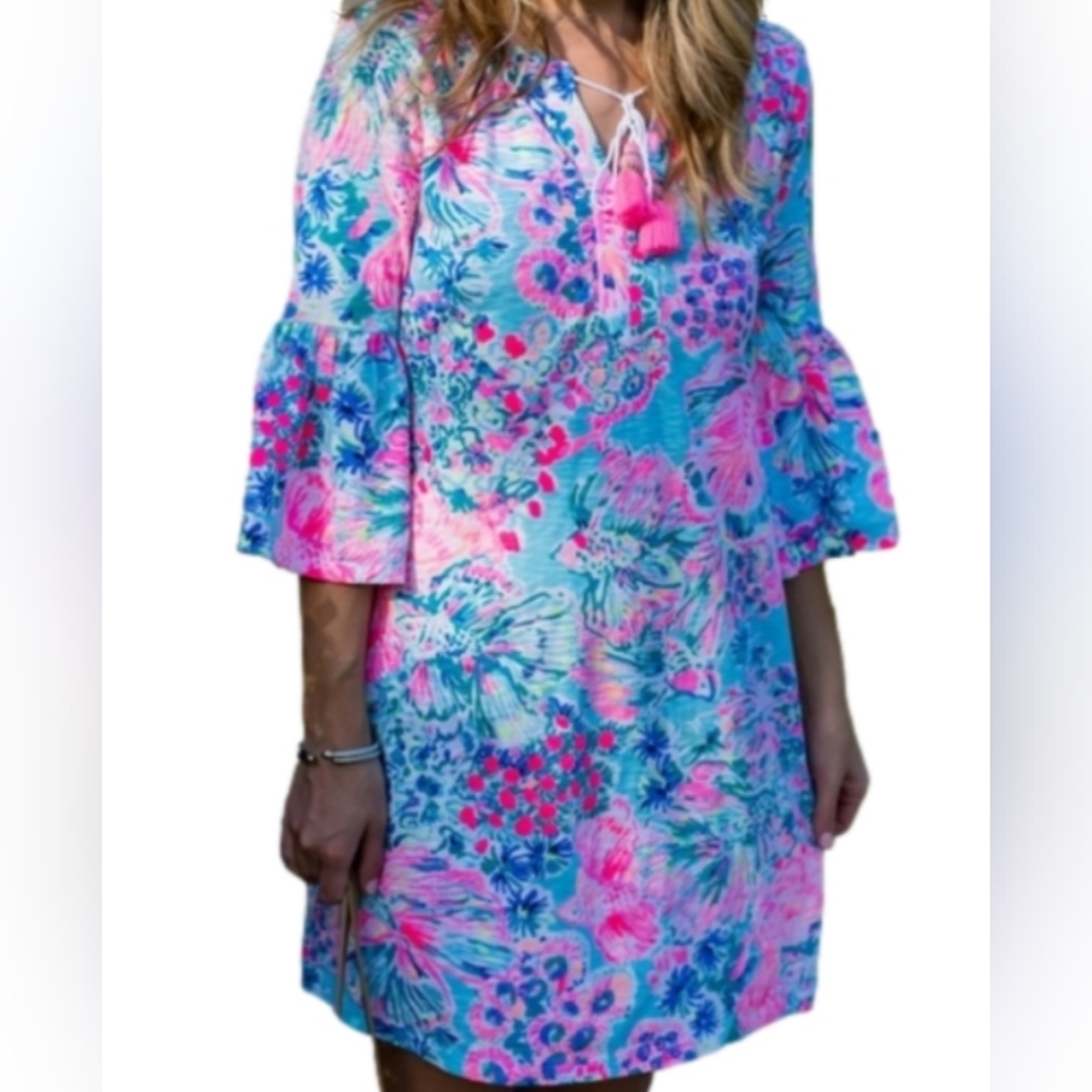 LILLY Pulitzer Del Largo Tunic Dress in Serene Blue Gypsea - Picture 1 of 4
